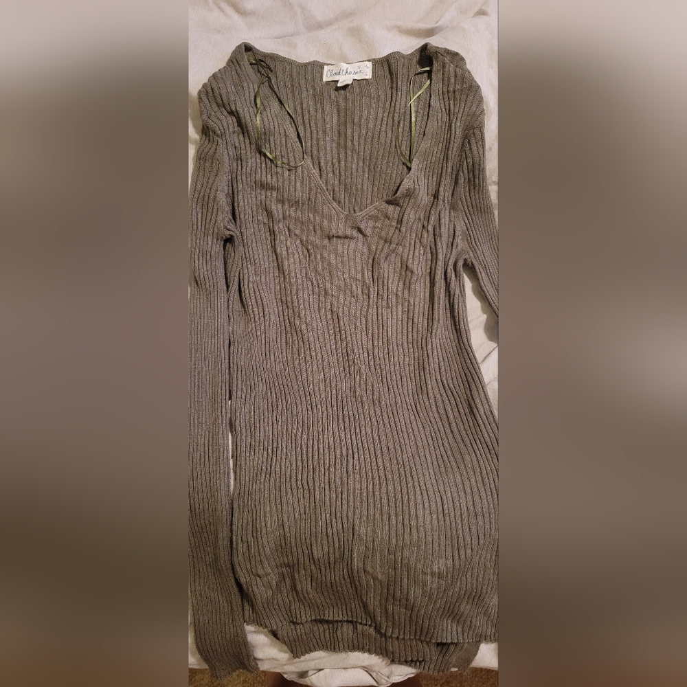 Cloud Chaser Brown Ribbed Knit Top